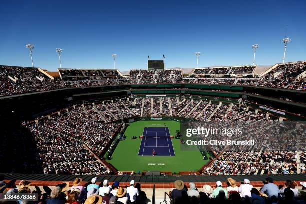 General view of Stadium One as Rafael Nadal of Spain plays against Sebastian Korda of the United States in their second round match on Day 6 of the...