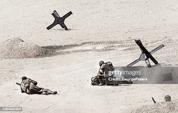 wwii soldiers invading omaha beach on d day - omaha beach 幅插畫檔、美工圖案、卡通及圖標