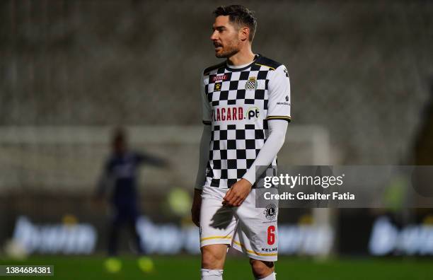 Javi Garcia of Boavista FC during the Liga Bwin match between Belenenses SAD and Boavista FC at Estadio Nacional on March 12, 2022 in Oeiras,...