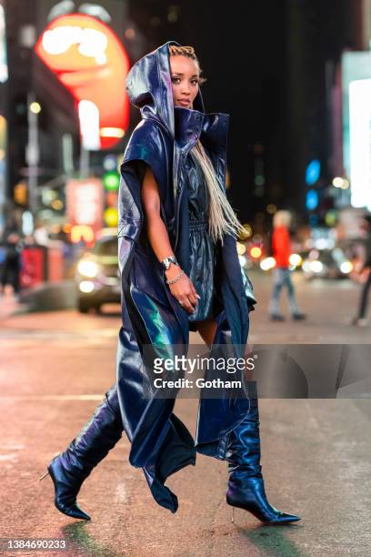 Miss USA 2021 Elle Smith is seen in Times Square on March 12, 2022 in New York City.