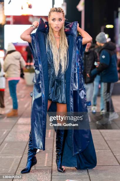 Miss USA 2021 Elle Smith is seen in Times Square on March 12, 2022 in New York City.