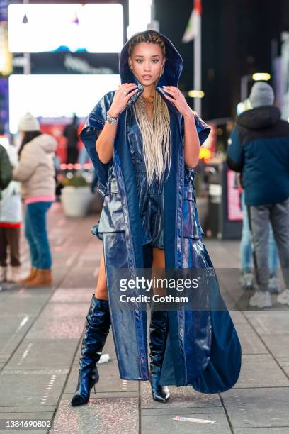 Miss USA 2021 Elle Smith is seen in Times Square on March 12, 2022 in New York City.