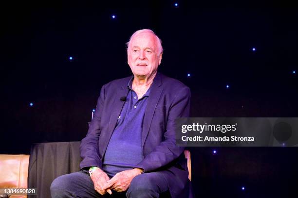 John Cleese speaks onstage at 'Comedy with the Cleeses' during the 2022 SXSW Conference and Festivals at Creek and the Cave on March 12, 2022 in...