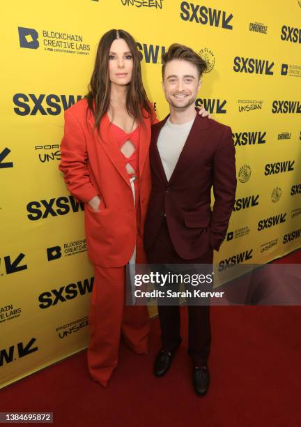 Sandra Bullock and Daniel Radcliffe attend the World Premiere of "The Lost City" at The SXSW Film Festival at The Paramount Theater in Austin, Texas...