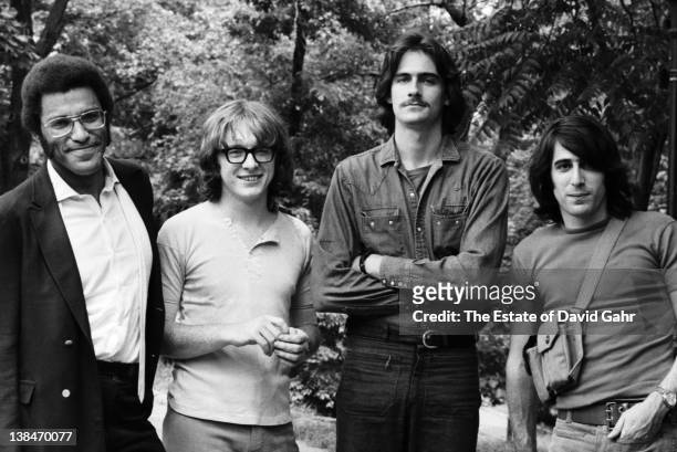 Singer-songwriter James Taylor with producer Peter Asher and musician Danny Kortchmar in New York City, New York.