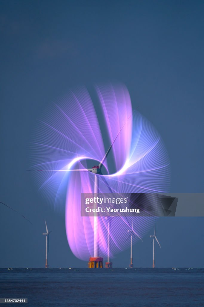 Digital generated image of wind turbine showing the power from the nature,carbon neutral concept phot