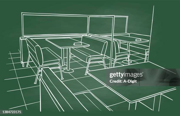 diner restaurant interior chalkboard - simple cafe interior stock illustrations