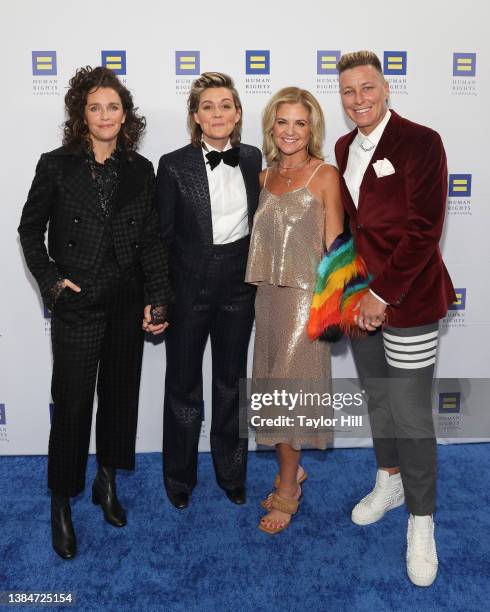 Catherine Shepherd, Brandi Carlile, Glennon Doyle, and Abby Wambach attend the 2022 Human Rights Campaign Los Angeles Dinner Gala at JW Marriott Los...