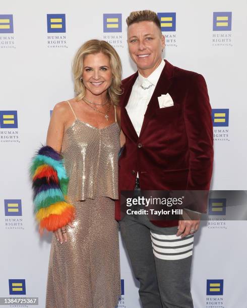 Glennon Doyle and Abby Wambach attend the 2022 Human Rights Campaign Los Angeles Dinner Gala at JW Marriott Los Angeles L.A. LIVE on March 12, 2022...
