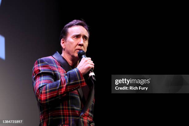 Nicolas Cage attends the premiere of "The Unbearable Weight of Massive Talent" during the 2022 SXSW Conference and Festivals at The Paramount Theatre...