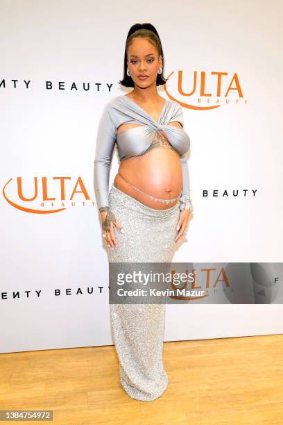 Rihanna celebrates the launch of Fenty Beauty at ULTA Beauty on March 12, 2022 in Los Angeles, California.