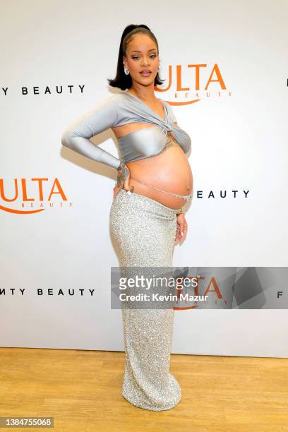 Rihanna celebrates the launch of Fenty Beauty at ULTA Beauty on March 12, 2022 in Los Angeles, California.
