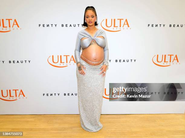 Rihanna celebrates the launch of Fenty Beauty at ULTA Beauty on March 12, 2022 in Los Angeles, California.