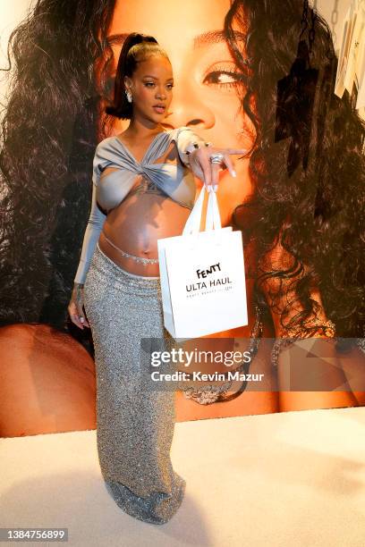 Rihanna celebrates the launch of Fenty Beauty at ULTA Beauty on March 12, 2022 in Los Angeles, California.