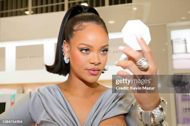 Rihanna celebrates the launch of Fenty Beauty at ULTA Beauty on March 12, 2022 in Los Angeles, California.