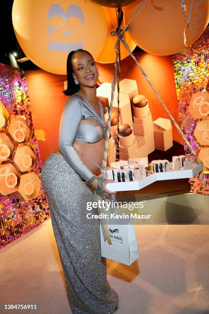 Rihanna celebrates the launch of Fenty Beauty at ULTA Beauty on March 12, 2022 in Los Angeles, California.