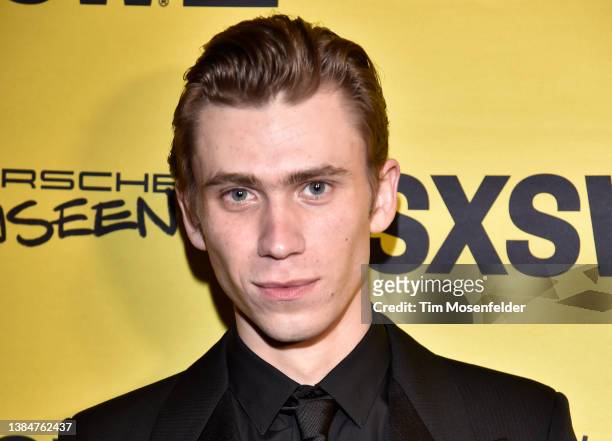 Owen Teague attends the premiere of "To Leslie" during the 2022 SXSW Conference and Festival - Day 2 at the Stateside Theatre on March 12, 2022 in...