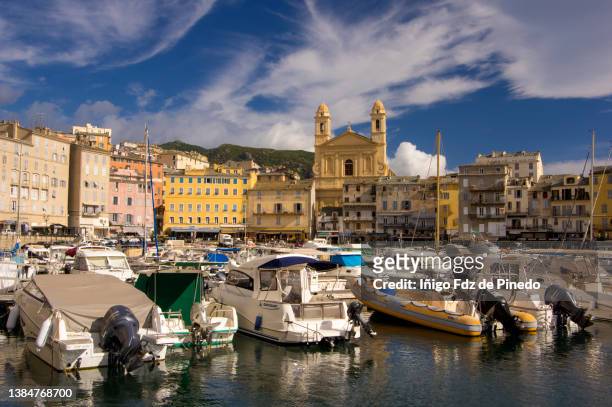 the traditional port and old town of     bastia, corsica, france. - bastia bildbanksfoton och bilder