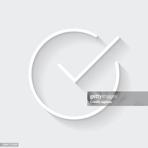 check mark. icon with long shadow on blank background - flat design - ok sign 幅插畫檔、美工圖案、卡通及圖標