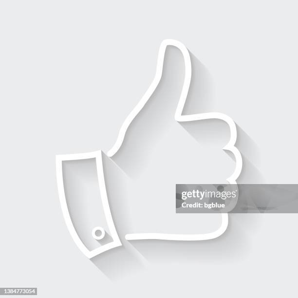 thumbs up. icon with long shadow on blank background - flat design - white instagram logo stock illustrations