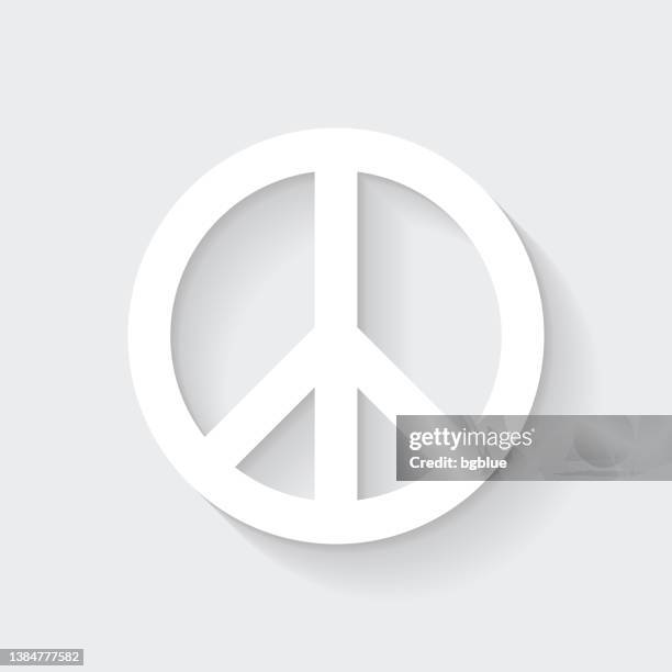peace. icon with long shadow on blank background - flat design - hippie protest stock illustrations