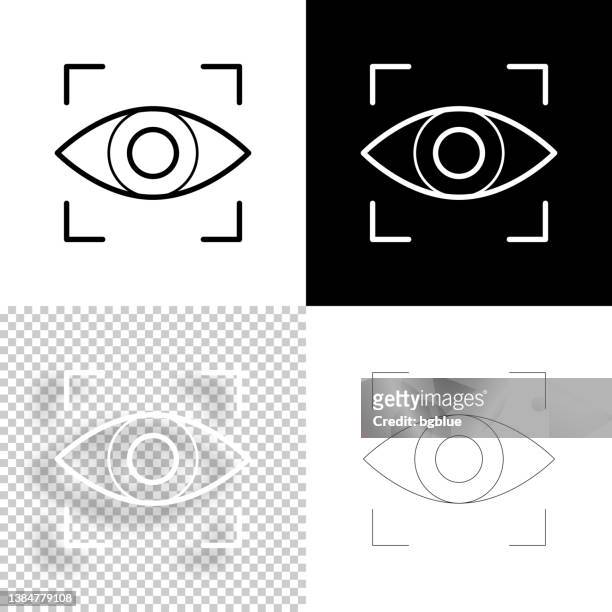 ilustrações de stock, clip art, desenhos animados e ícones de retinal scan. icon for design. blank, white and black backgrounds - line icon - retina globo ocular