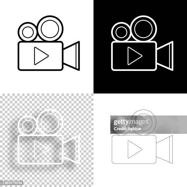 video camera. icon for design. blank, white and black backgrounds - line icon - play button transparent stock illustrations