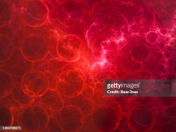 large group of cells - abstract digital art - bloedcel stockfoto's en -beelden