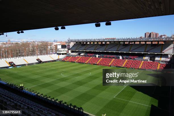 General view inside the stadium prior to the LaLiga Santander match between Rayo Vallecano and Sevilla FC at Campo de Futbol de Vallecas on March 13,...
