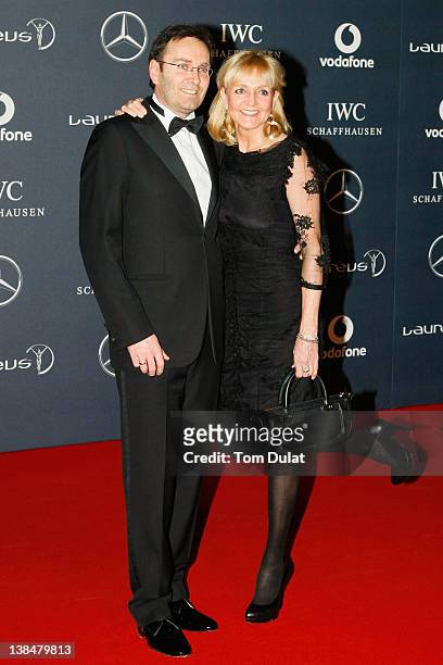 Academy Ambassador Christa Kinshofer-Rembeck and guest attend the 2012 Laureus World Sports Awards at Central Hall Westminster on February 6, 2012 in...