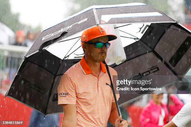 Golfer Rickie Fowler walks the 6th hole on July 2 during the final round of the Rocket Mortgage Classic at the Detroit Golf Club in Detroit, Michigan.
