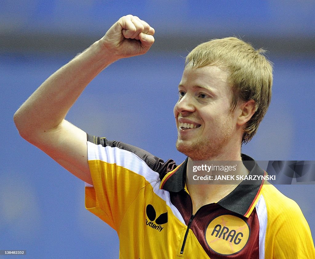Germany's Patric Baum reacts after he wo