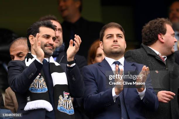 Mehrdad Ghodoussi, Newcastle United's co-owner reacts during the Premier League match between Chelsea and Newcastle United at Stamford Bridge on...