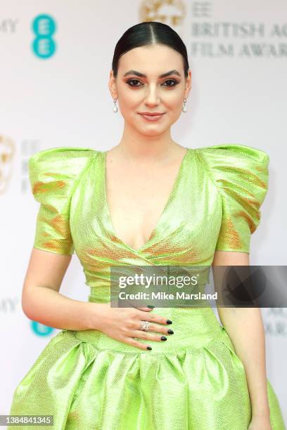 Andreea Cristea attends the EE British Academy Film Awards 2022 at Royal Albert Hall on March 13, 2022 in London, England.