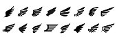 Set of wings icons. Vector illustration