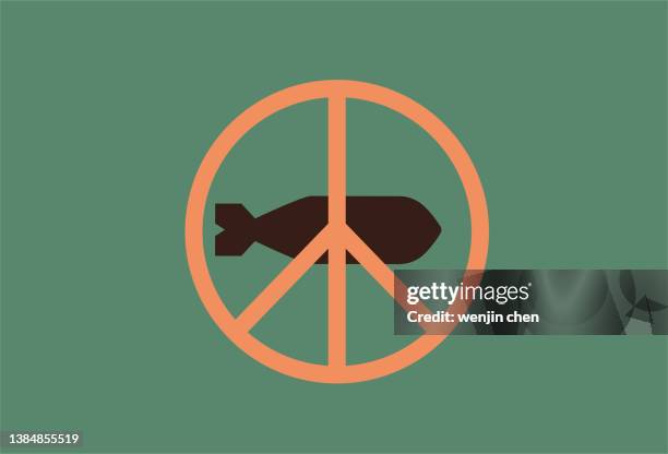 anti war posters, peace icons and shells - nuclear weapon stock illustrations