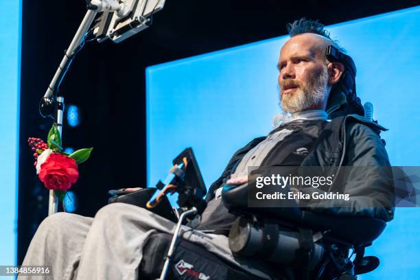 Former NFL player Steve Gleason speaks onstage during the Answer ALS And Team Gleason Game Changer Gala at Hyatt Regency New Orleans on March 12,...