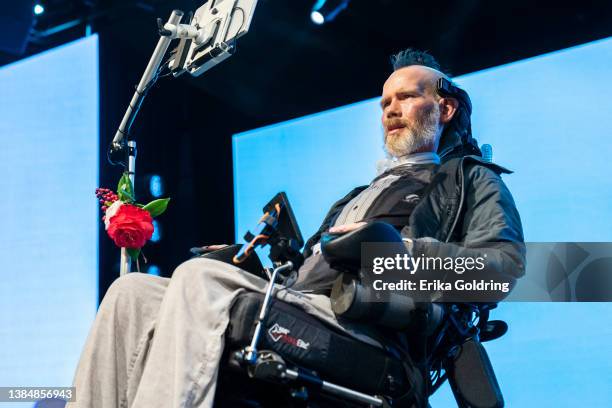 Former NFL player Steve Gleason speaks onstage during the Answer ALS And Team Gleason Game Changer Gala at Hyatt Regency New Orleans on March 12,...