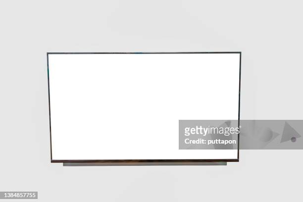 smart tv monitor on white  background, high definition tv frame isolated on white background - smart tv stock pictures, royalty-free photos & images