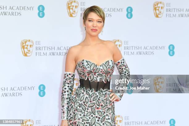 Léa Seydoux attends the EE British Academy Film Awards 2022 at Royal Albert Hall on March 13, 2022 in London, England.