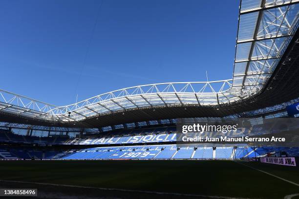 General view inside the stadium prior to the LaLiga Santander match between Real Sociedad and Deportivo Alaves at Reale Arena on March 13, 2022 in...