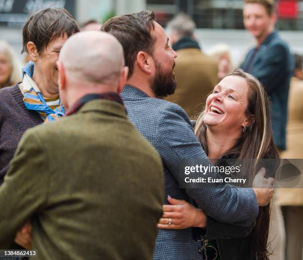 Martin Compston and Annemarie Fulton attends the 20th anniversary screening of the film "Sweet 16" on March 13, 2022 in Glasgow, Scotland.