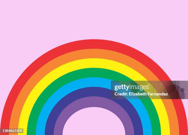 rainbow colorful on pink background - arco-iris imagens e fotografias de stock