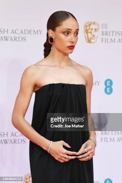 Adwoa Aboah attends the EE British Academy Film Awards 2022 at Royal Albert Hall on March 13, 2022 in London, England.