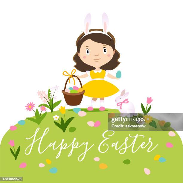 easter egg hunt - easter bunny costume stock illustrations