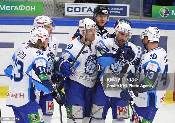 Zbynek Irgl and team Dinamo during the game between Dinamo Minsk and Vityaz Chekhov during the KHL Championship 2011/2012 on February 4, 2012 at the...