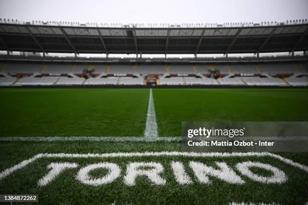 General view inside the stadium prior to the Serie A match between Torino FC and FC Internazionale at Stadio Olimpico di Torino on March 13, 2022 in...