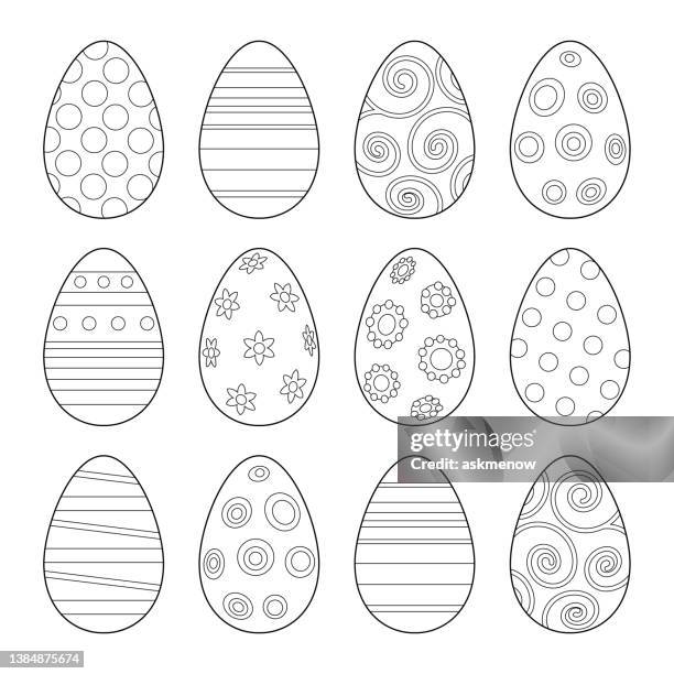 easter eggs template for coloring - easter egg stock illustrations