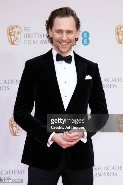 Tom Hiddleston attends the EE British Academy Film Awards 2022 at Royal Albert Hall on March 13, 2022 in London, England.