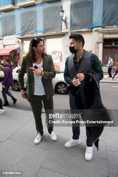 Gianmarco and Luca Onestini arrive at the Reina Victoria theater on March 12, 2022 in Madrid, Spain.